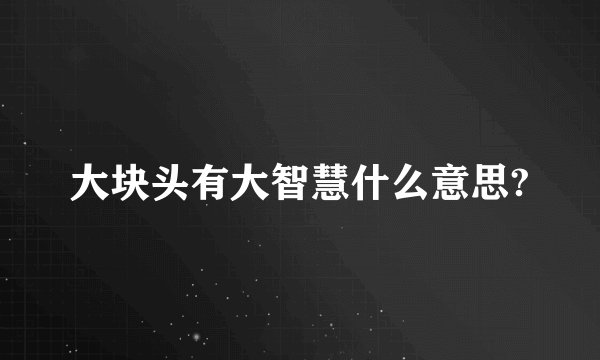 大块头有大智慧什么意思?