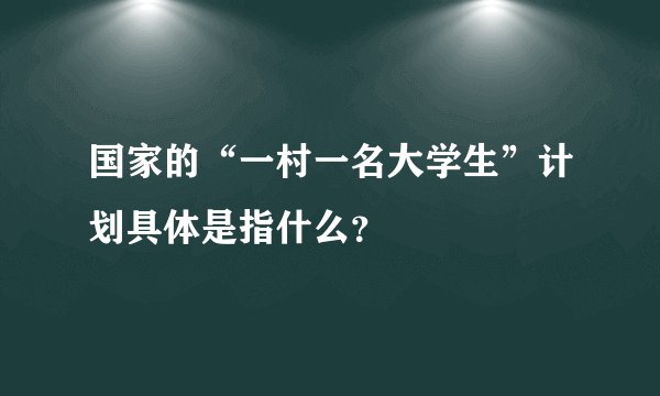 国家的“一村一名大学生”计划具体是指什么？