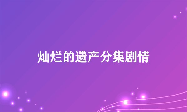 灿烂的遗产分集剧情