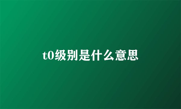 t0级别是什么意思
