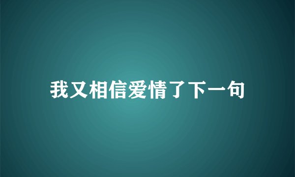 我又相信爱情了下一句