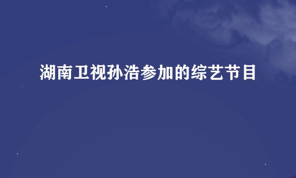 湖南卫视孙浩参加的综艺节目