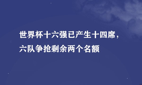 世界杯十六强已产生十四席，六队争抢剩余两个名额