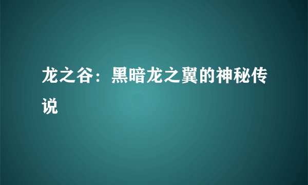 龙之谷：黑暗龙之翼的神秘传说
