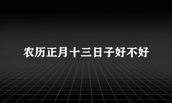 农历正月十三日子好不好