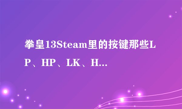 拳皇13Steam里的按键那些LP、HP、LK、HK、LP+HK、HP+HK、LP+HP、LK+HK、LK+HP都是啥意思啊