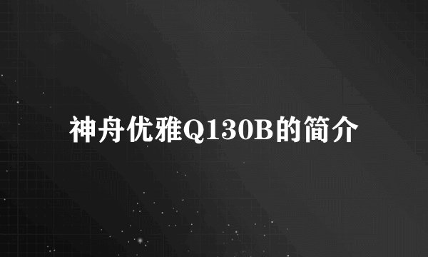神舟优雅Q130B的简介