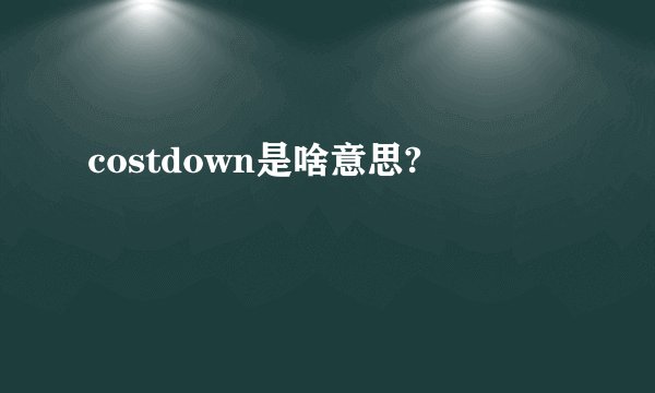 costdown是啥意思?