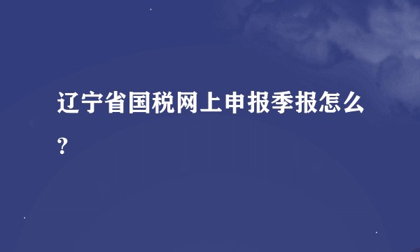 辽宁省国税网上申报季报怎么？