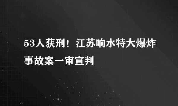 53人获刑！江苏响水特大爆炸事故案一审宣判