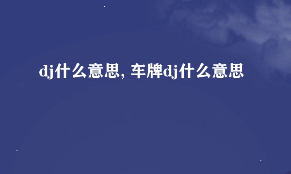 dj什么意思, 车牌dj什么意思