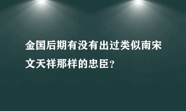 金国后期有没有出过类似南宋文天祥那样的忠臣？