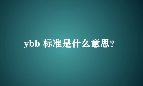 ybb 标准是什么意思？
