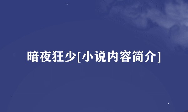 暗夜狂少[小说内容简介]