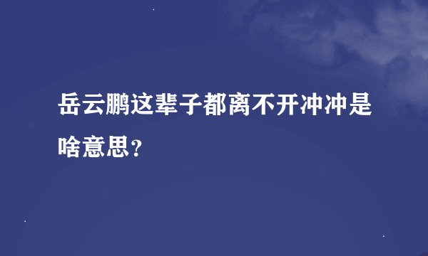 岳云鹏这辈子都离不开冲冲是啥意思？