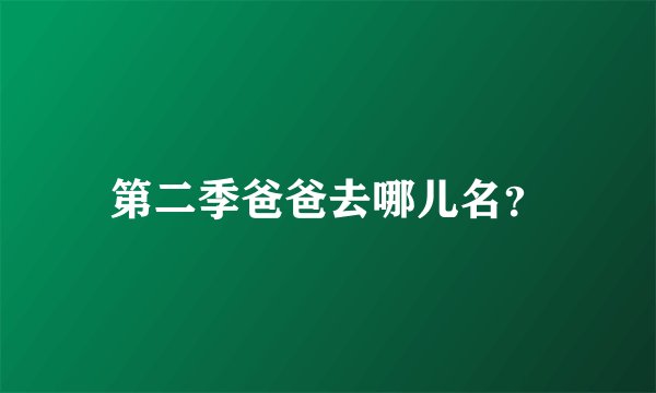 第二季爸爸去哪儿名？