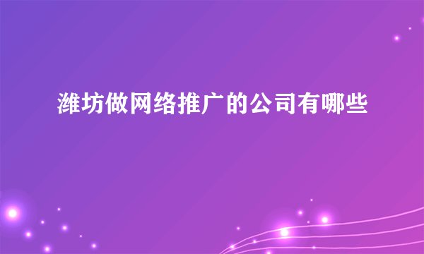 潍坊做网络推广的公司有哪些