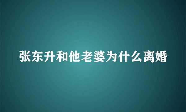 张东升和他老婆为什么离婚