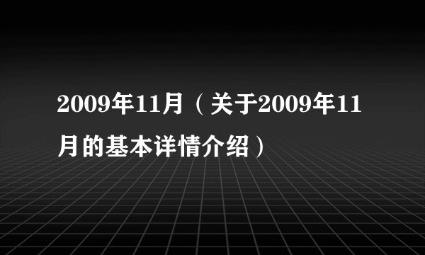 2009年11月（关于2009年11月的基本详情介绍）