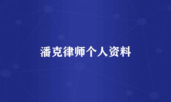 潘克律师个人资料