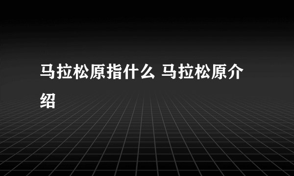 马拉松原指什么 马拉松原介绍