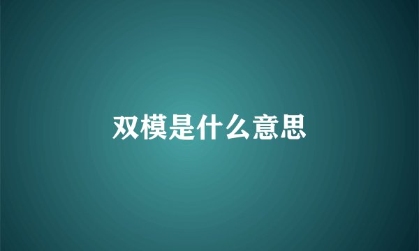 双模是什么意思