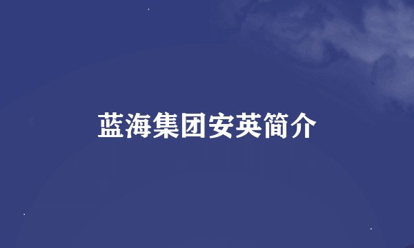 蓝海集团安英简介