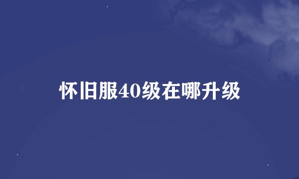 怀旧服40级在哪升级