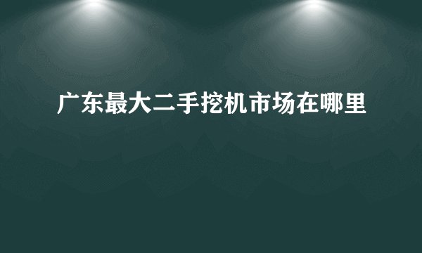 广东最大二手挖机市场在哪里