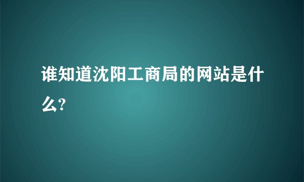 谁知道沈阳工商局的网站是什么?