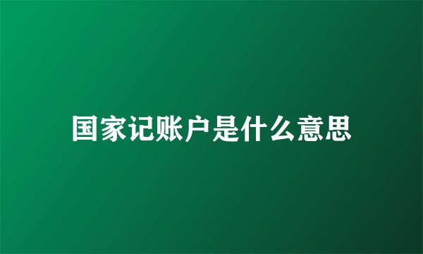 国家记账户是什么意思
