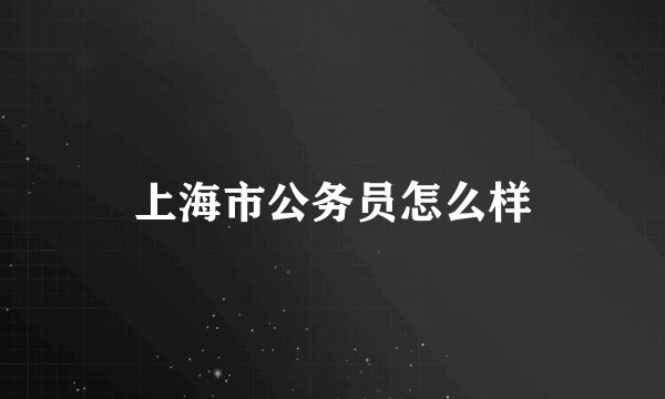 上海市公务员怎么样