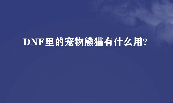 DNF里的宠物熊猫有什么用?
