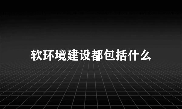 软环境建设都包括什么