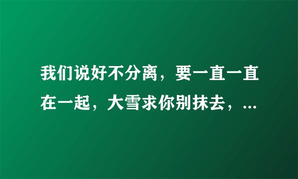 我们说好不分离，要一直一直在一起，大雪求你别抹去，我们在一起的痕迹是什么歌