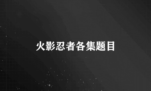 火影忍者各集题目