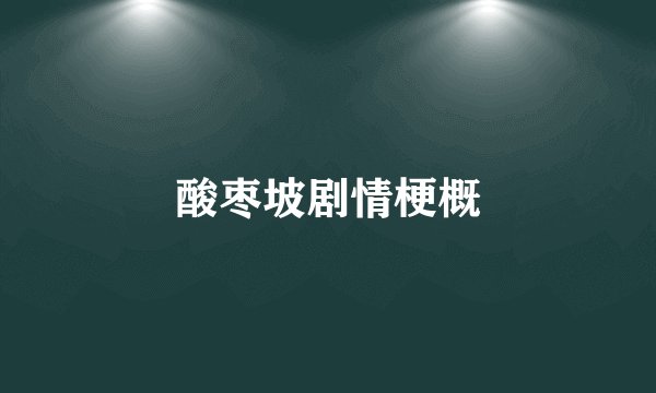 酸枣坡剧情梗概