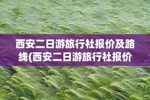 西安二日游旅行社报价及路线