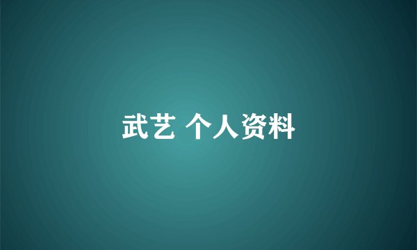 武艺 个人资料