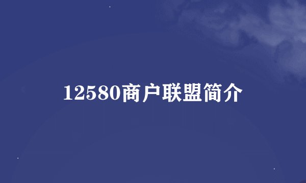 12580商户联盟简介