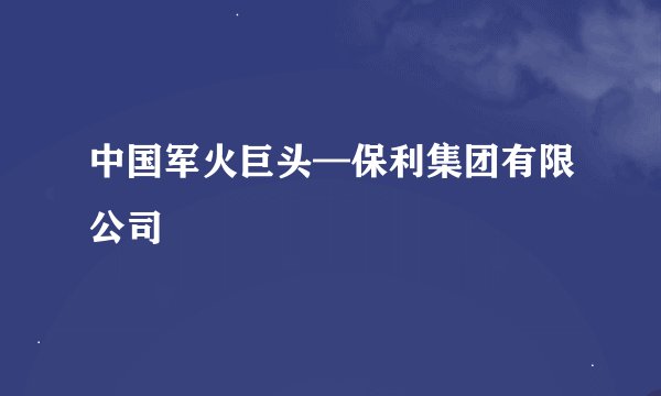 中国军火巨头—保利集团有限公司