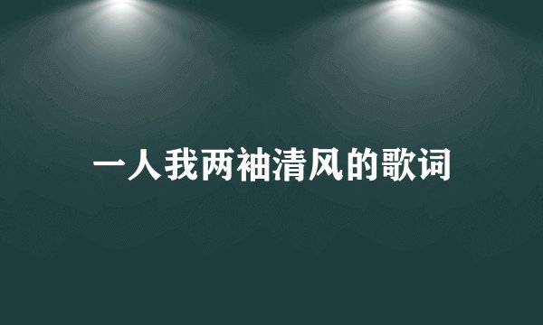 一人我两袖清风的歌词