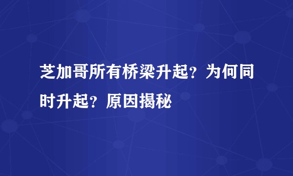 芝加哥所有桥梁升起？为何同时升起？原因揭秘