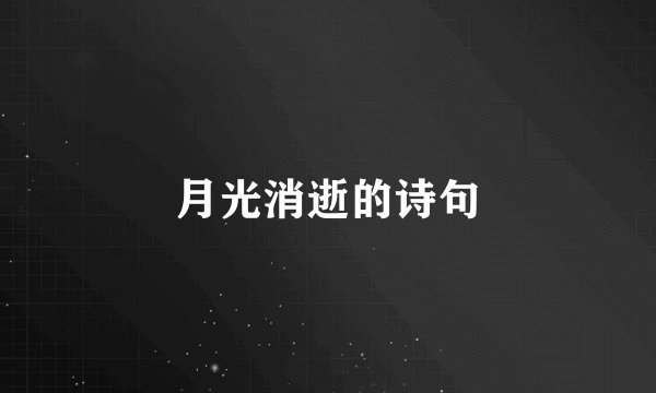 月光消逝的诗句