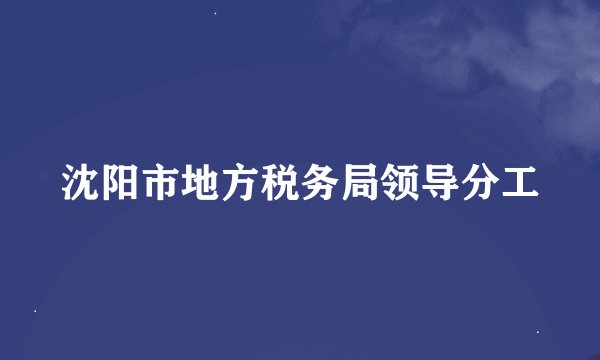 沈阳市地方税务局领导分工