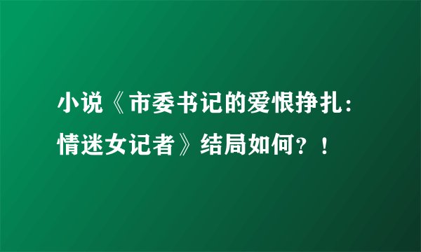 小说《市委书记的爱恨挣扎:情迷女记者》结局如何?!