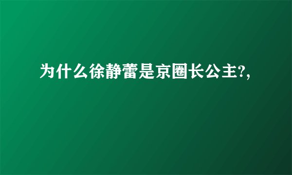 为什么徐静蕾是京圈长公主?,