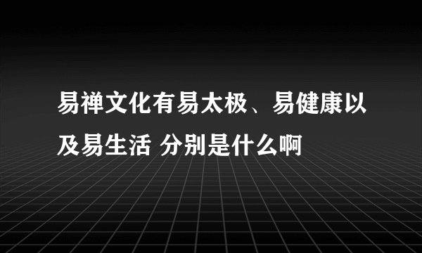 易禅文化有易太极、易健康以及易生活 分别是什么啊