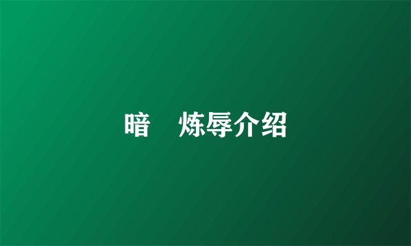 暗姫炼辱介绍