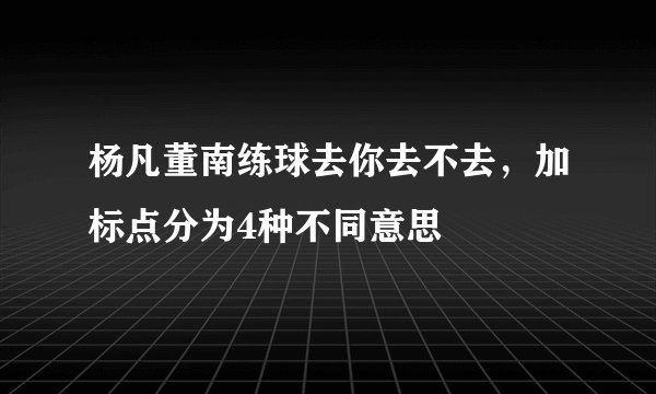 杨凡董南练球去你去不去，加标点分为4种不同意思